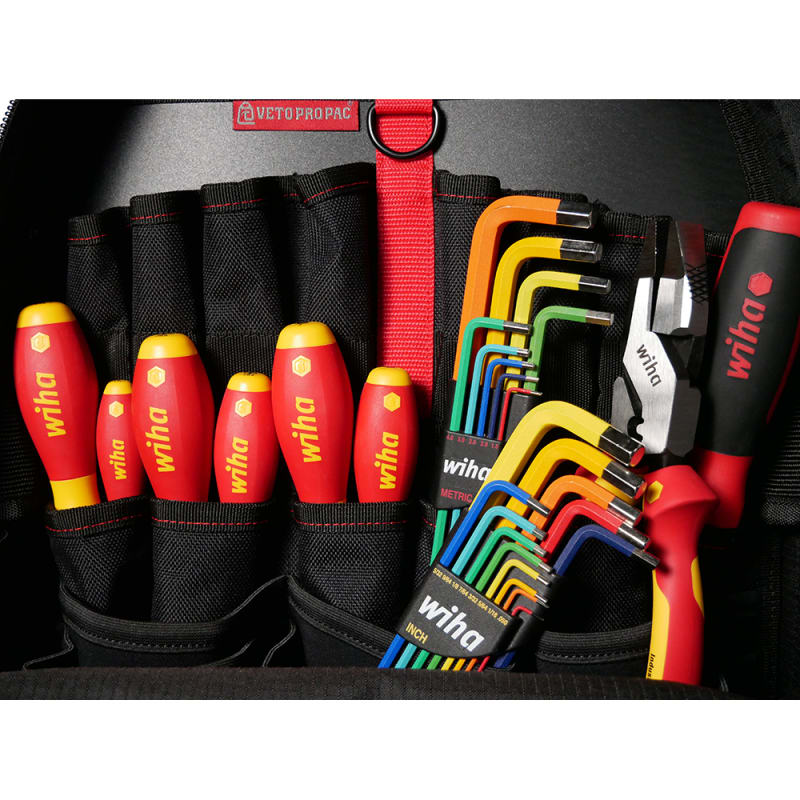 Wiha Tools 91596 Veto Pro Pac Tech Pac, RedStripe Large Capacity Tool Kit, 30 Piece Set