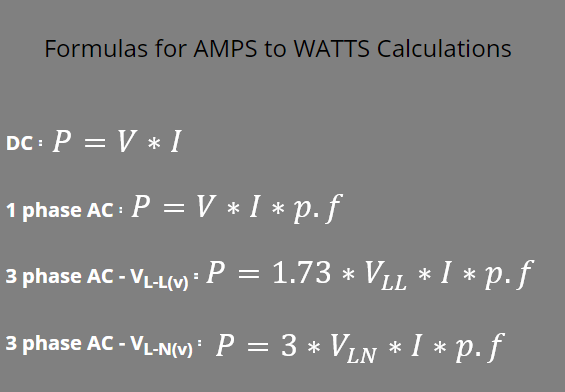 volt amps to watts calculator