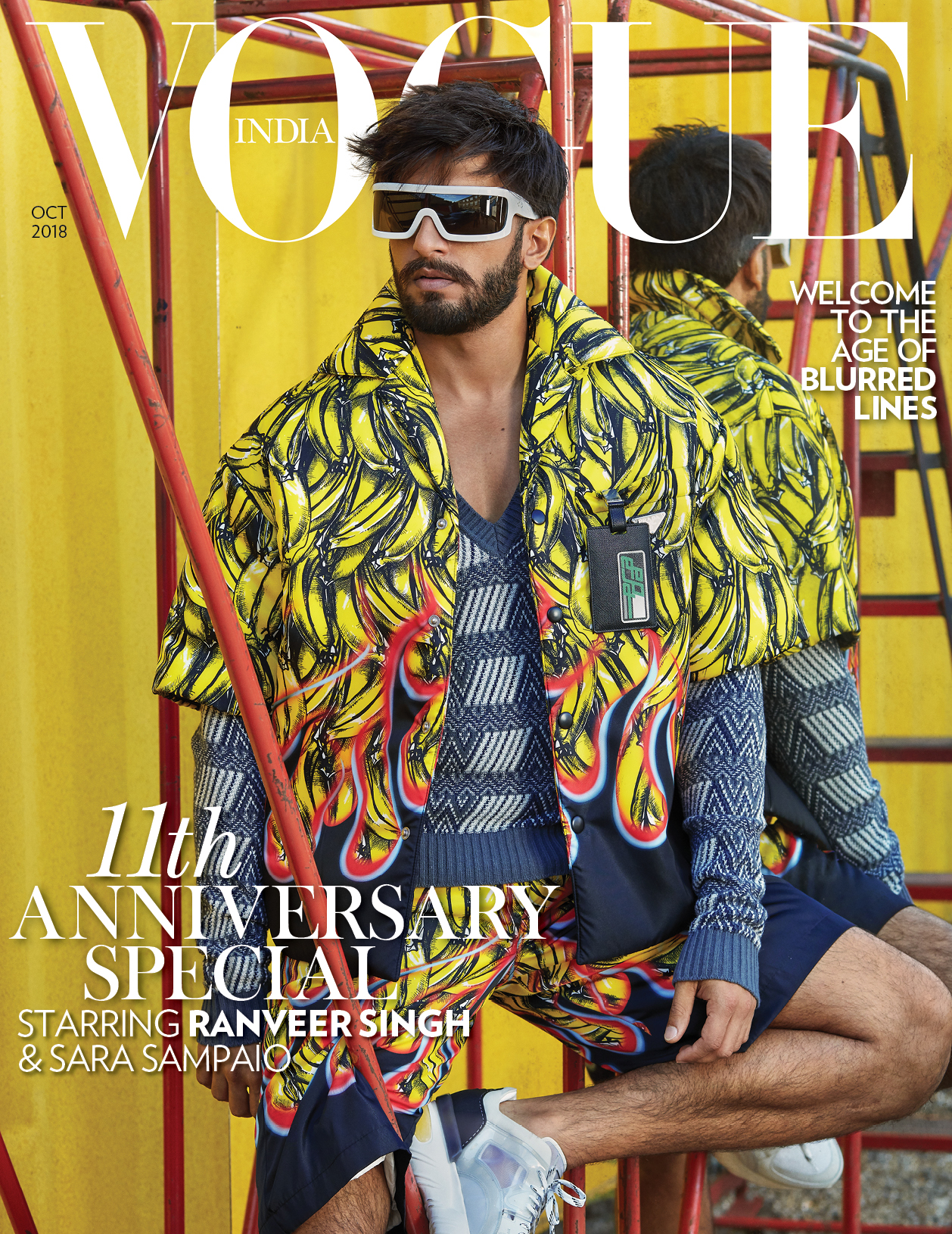 Riot of Colours, prints, and Style: Ranveer makes a bold statement with  Sara Sampaio in Vogue Photoshoot