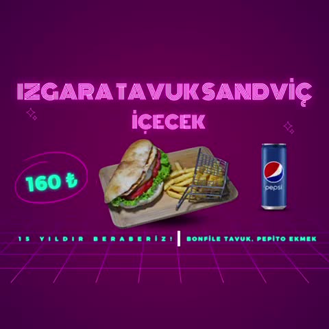 Izgara Tavuk Sandviç + İçecek