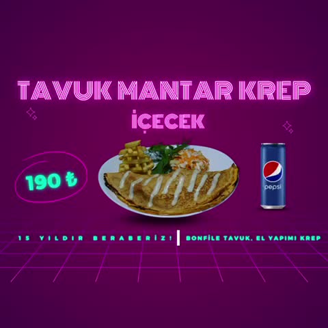 Tavuk Mantar Krep +İçecek