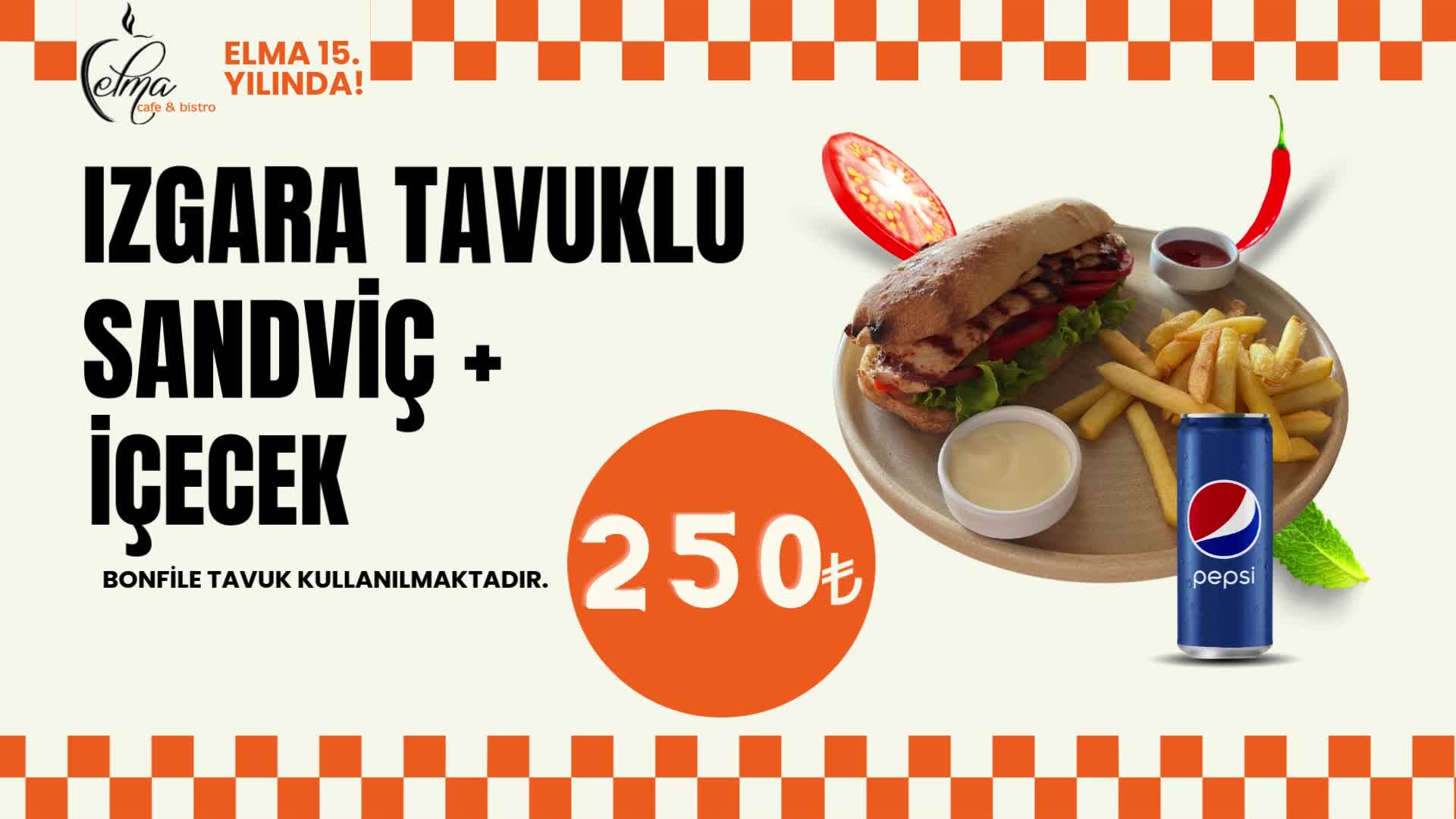 Izgara Tavuk Sandviç + İçecek