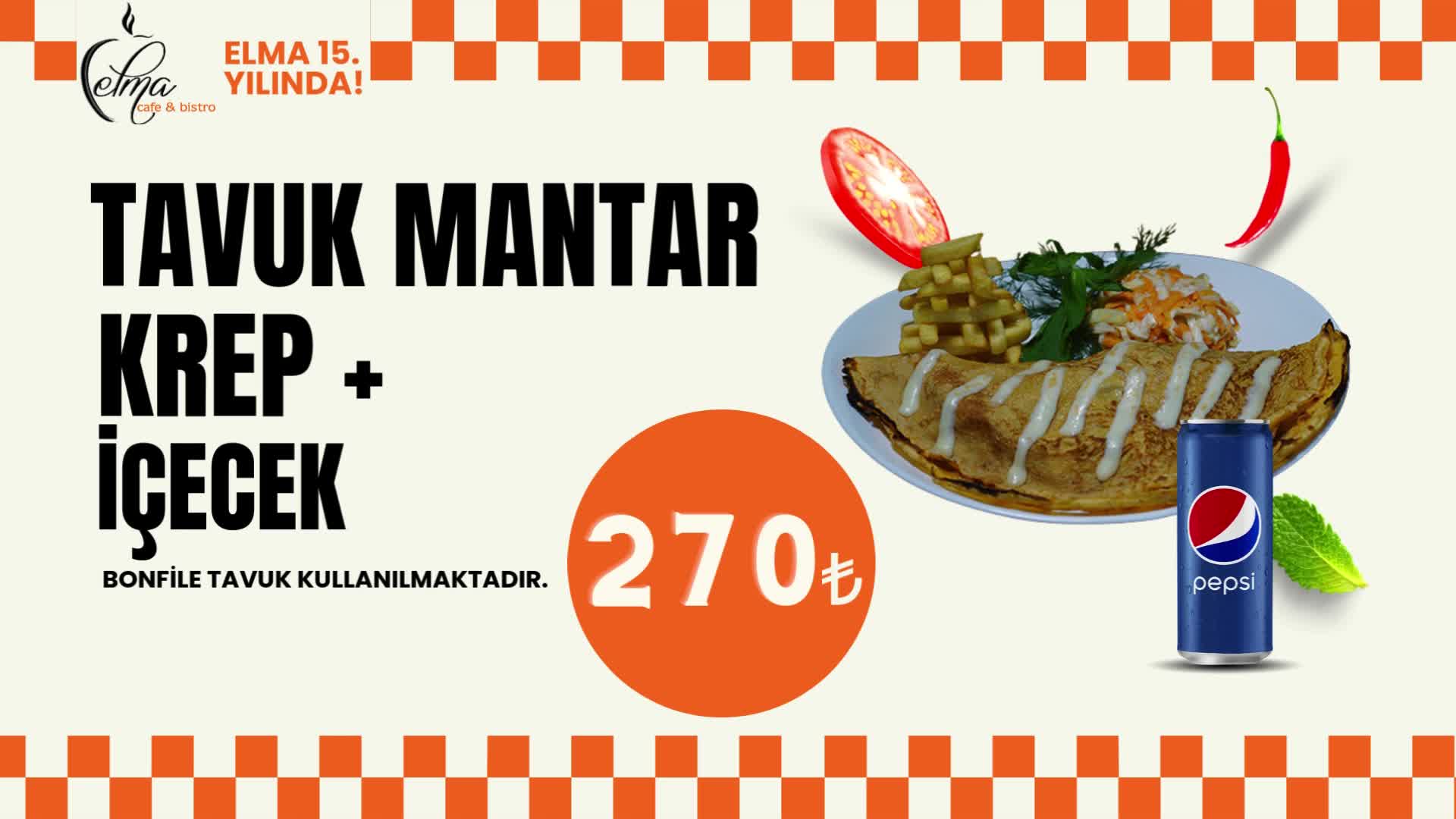 Tavuk Mantar Krep +İçecek