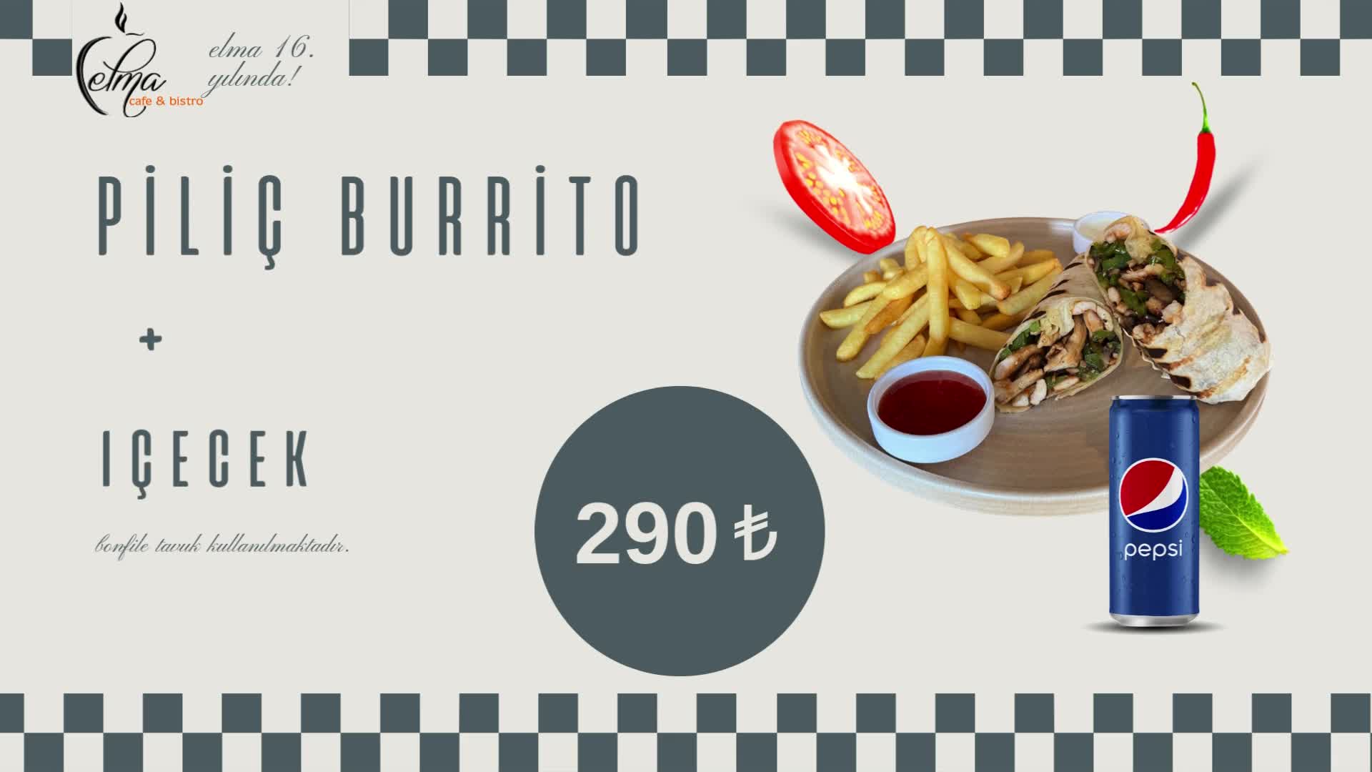 Piliç brittos+ içecek