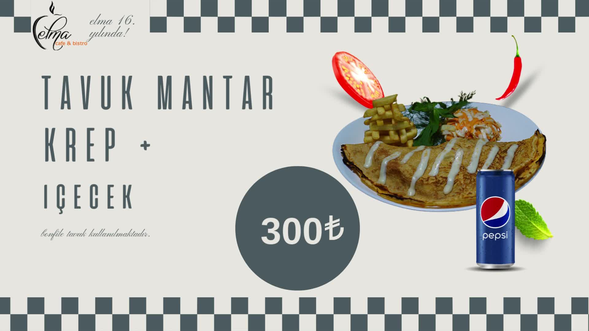 Tavuk Mantar Krep +İçecek