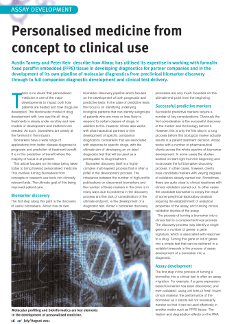 Personalised Medicine from Concept to Clinical Use
