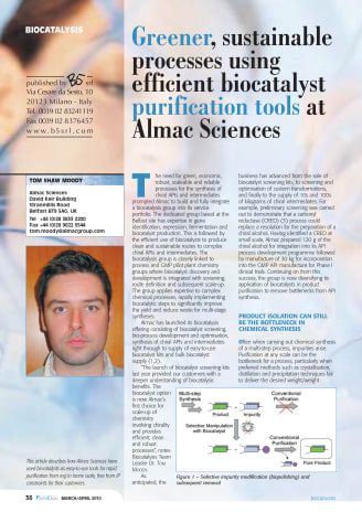 Greener, sustainable processes using efficient biocatalyst purification tools at Almac Sciences