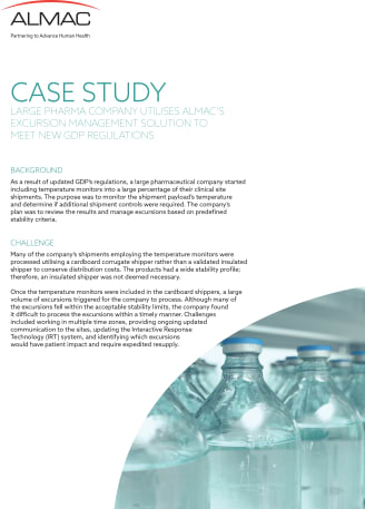 Large Pharma Company utilises Almac’s Excursion Management Solution to meet new GDP regulations