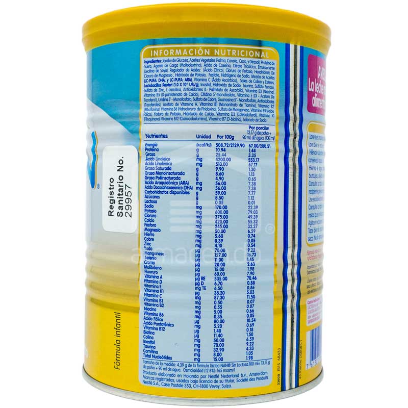 De lactosa leche formula sin