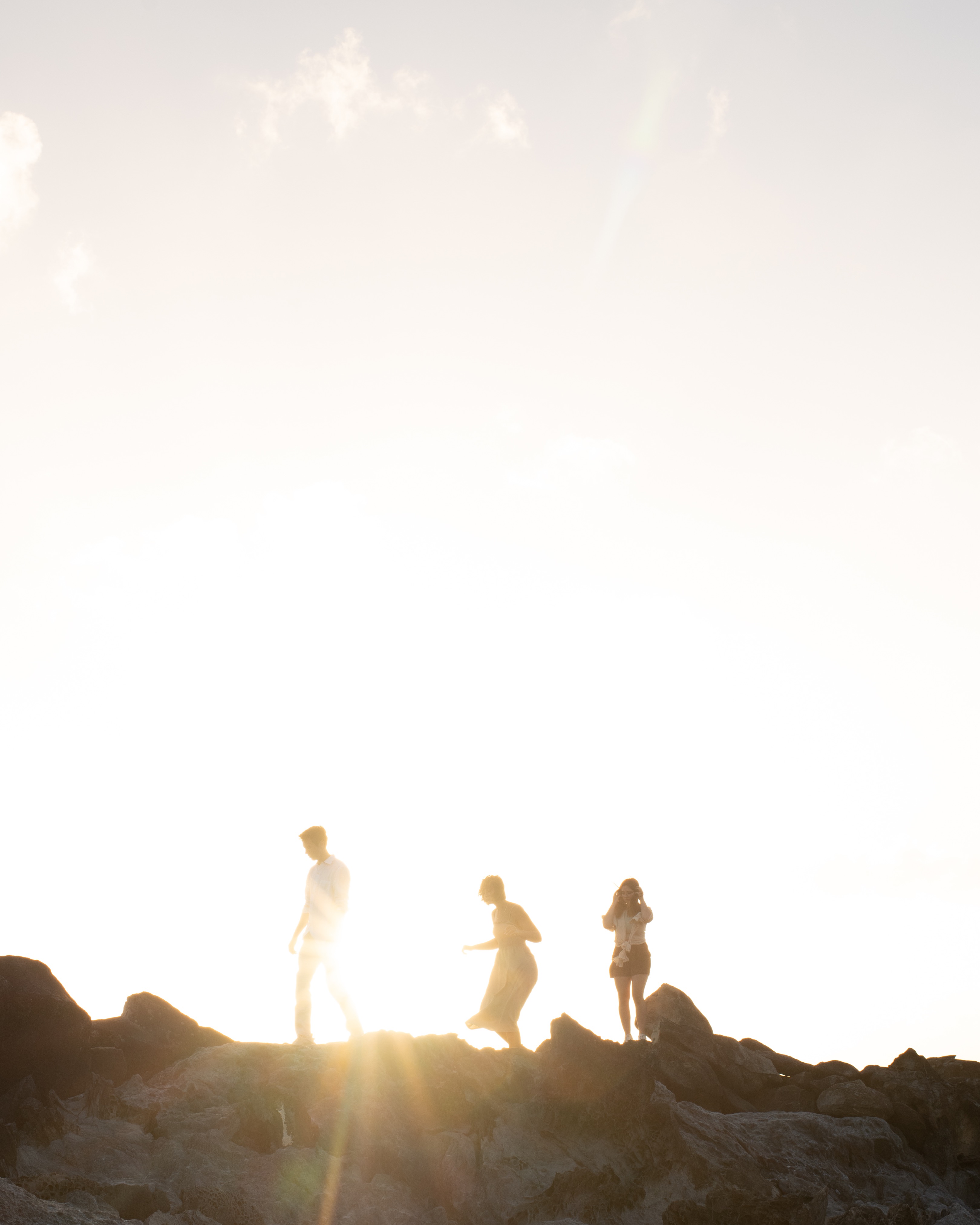 Family exploring the cliffs on Maui