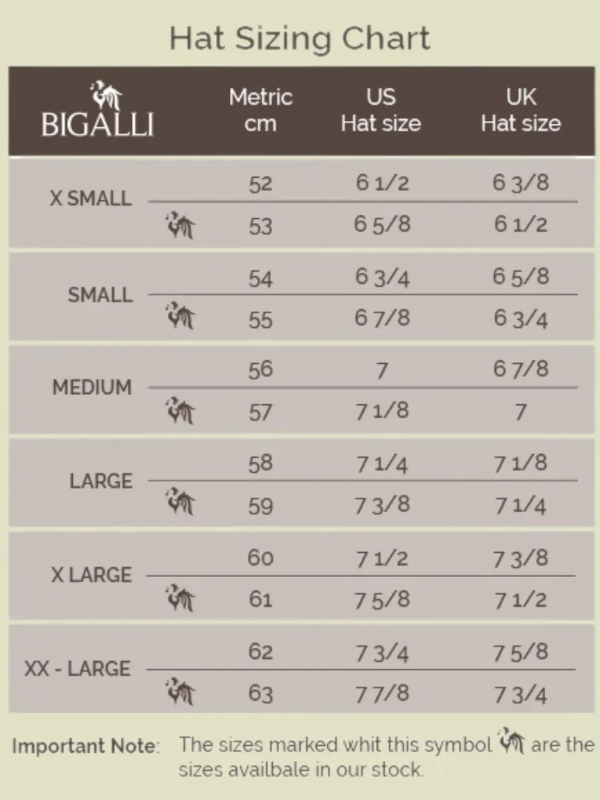 Hat sizing chart