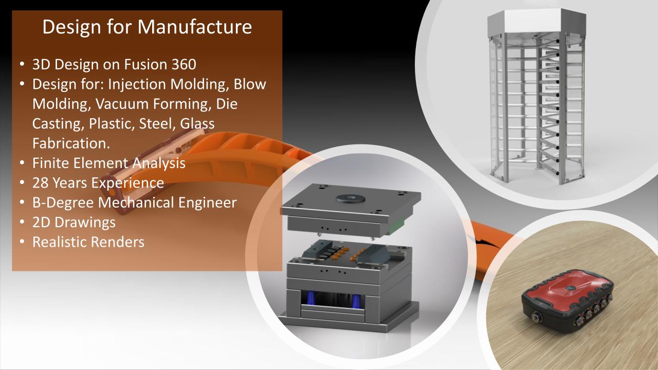 Design for Injection molding, vacuum forming, die casting and blow molding