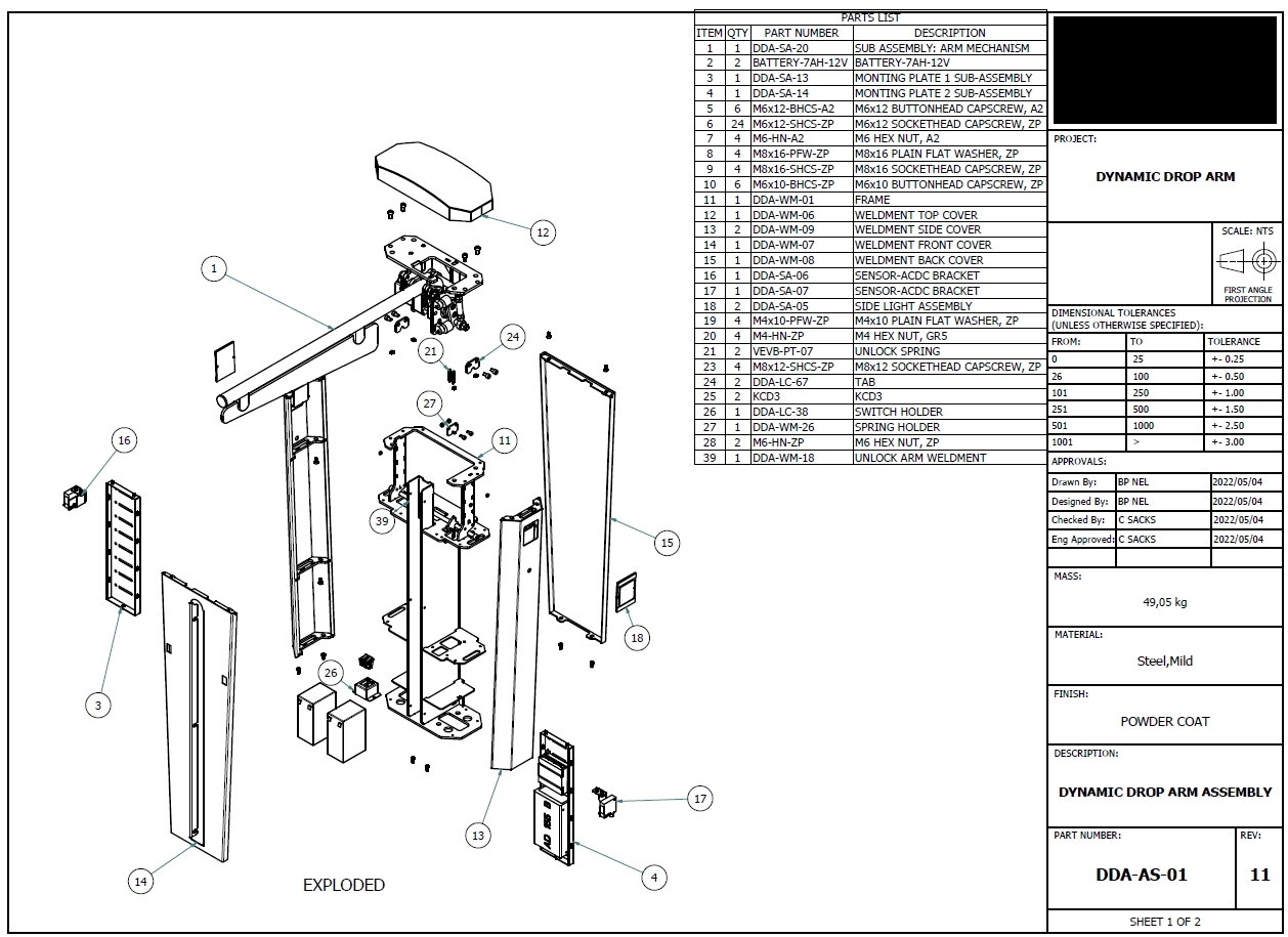 2D manufacturing drawings