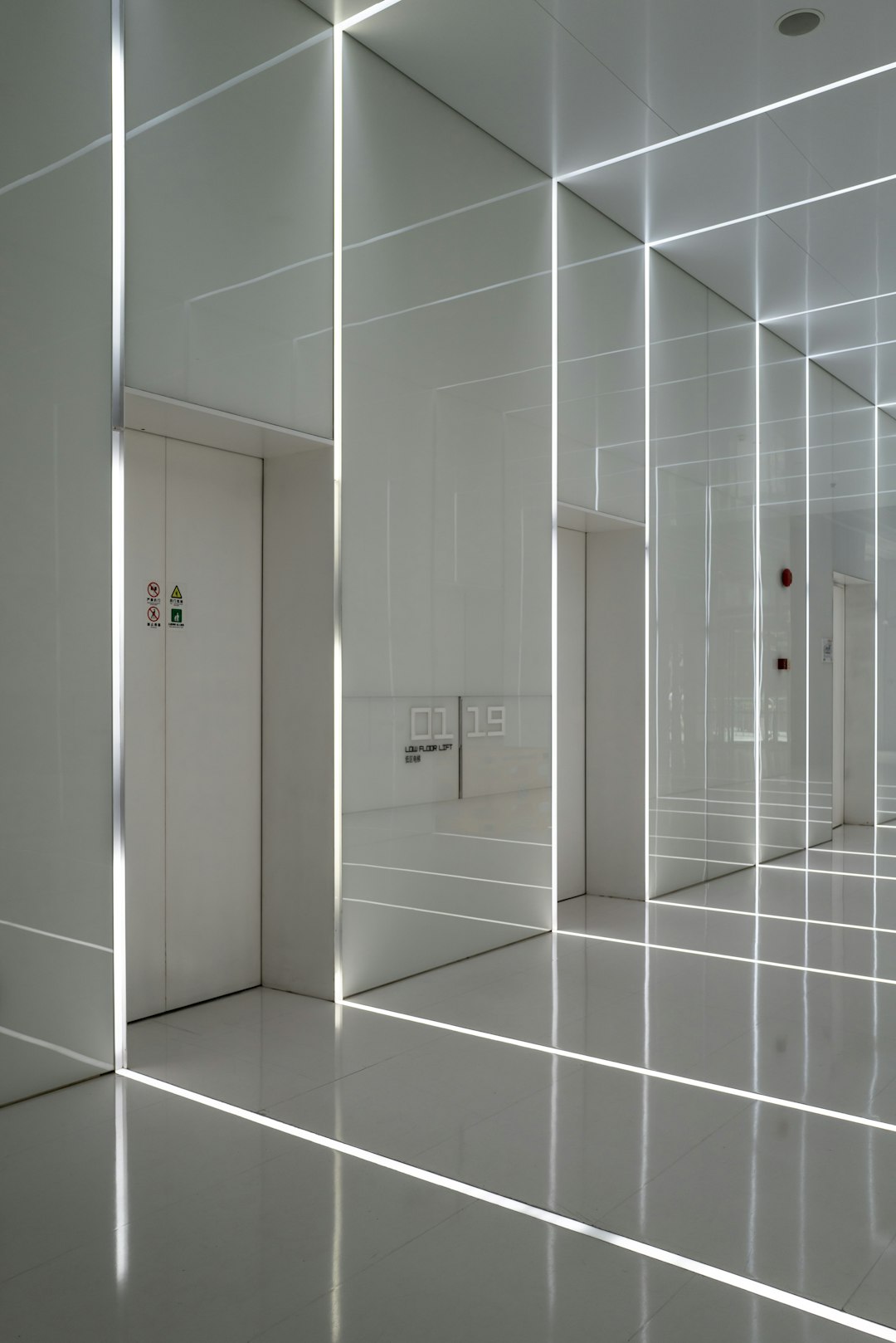 elevator lobby in a high-rise residential building