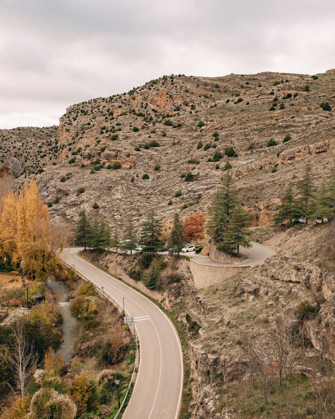Albarracin landscape with a road in the middle. for the page Rock Climbing in Spain