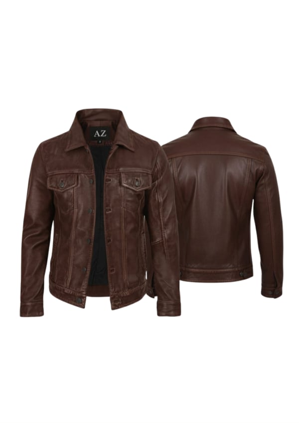 Men’s  Leather Trucker Jacket
