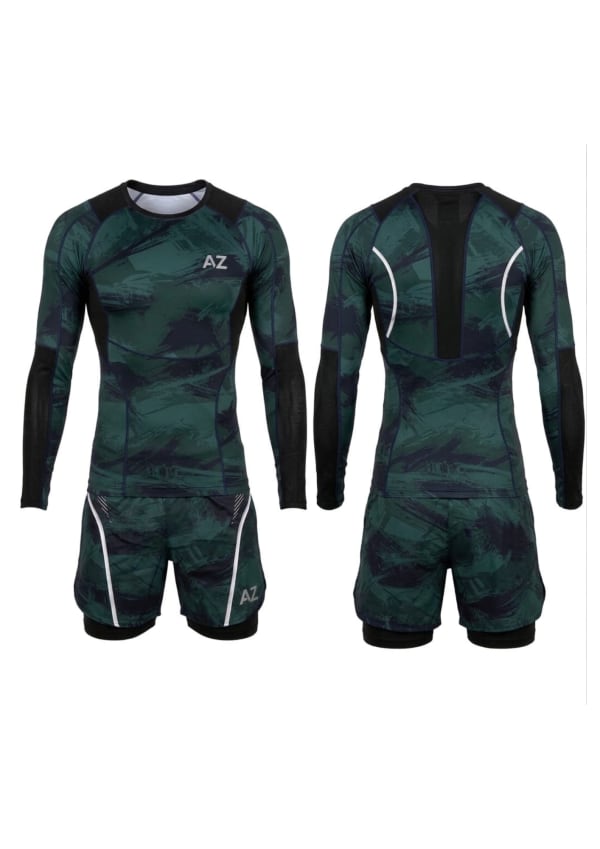 Men’s Long-sleeve Rash Guard & Fight Shorts Set