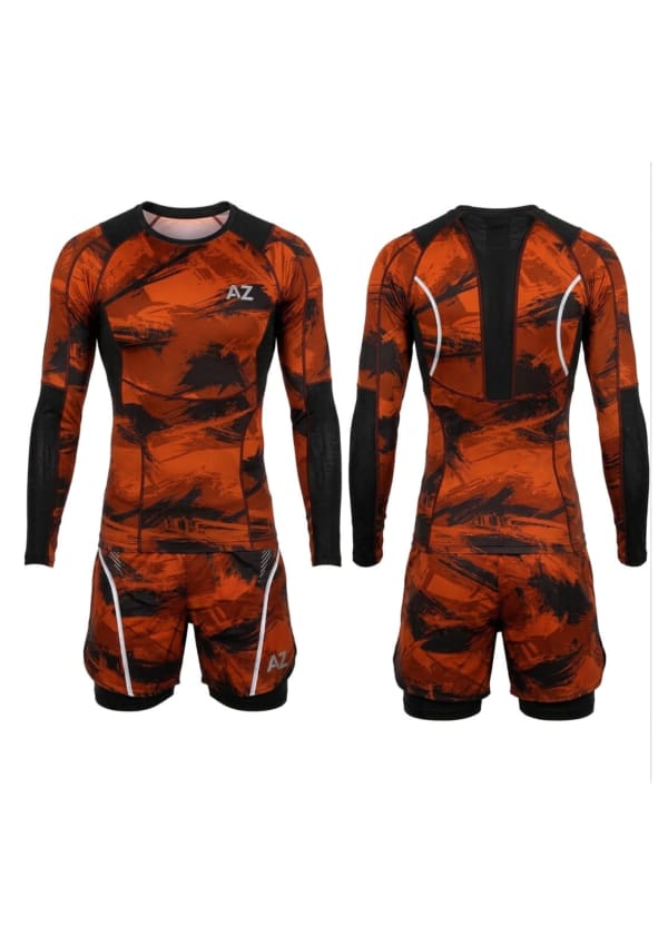 Men’s Long-sleeve Rash Guard & Fight Shorts Set