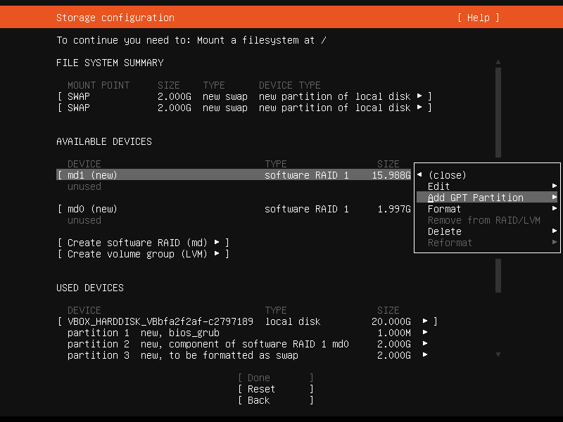 Setup Linux Server Raid 1 Step 30 Screenshot