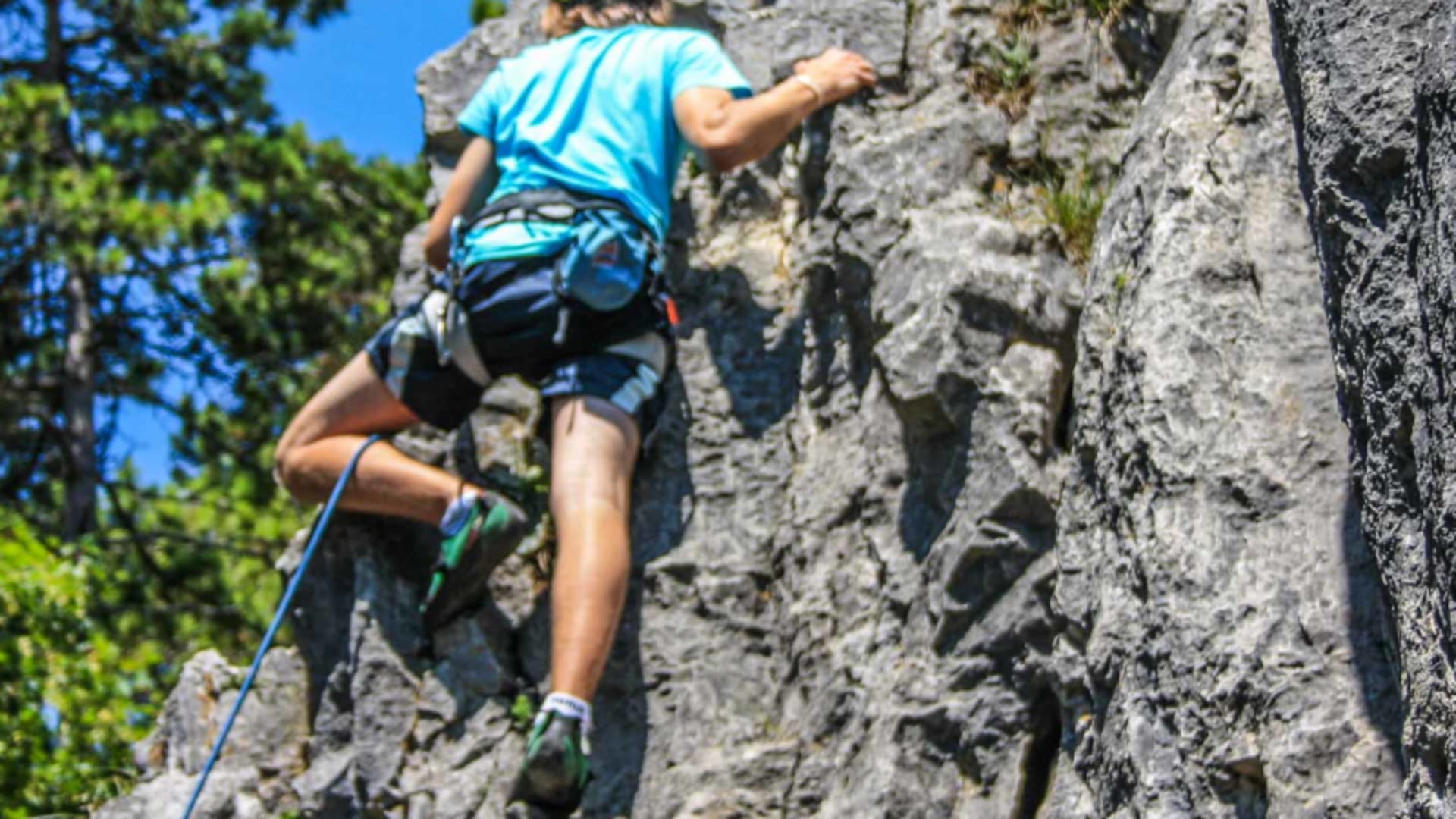 Klettern Schwäbische: gefuehrte Bergtour der Alpine Welten Bergsteigerschule mit Bergführer im Gebiet Schwäbische Alb.