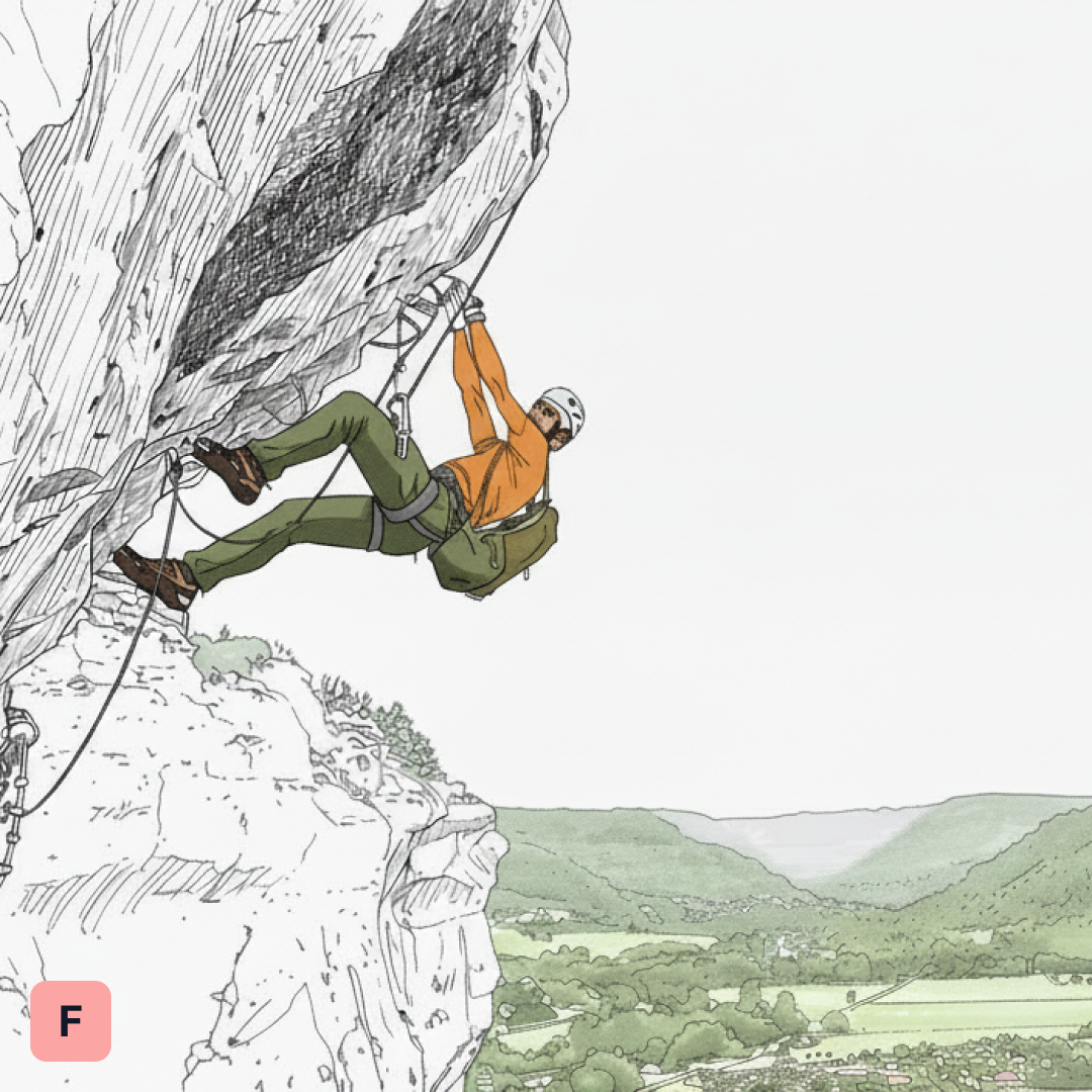 Illustration Klettersteig Grad F – extrem (Hüsler K6)