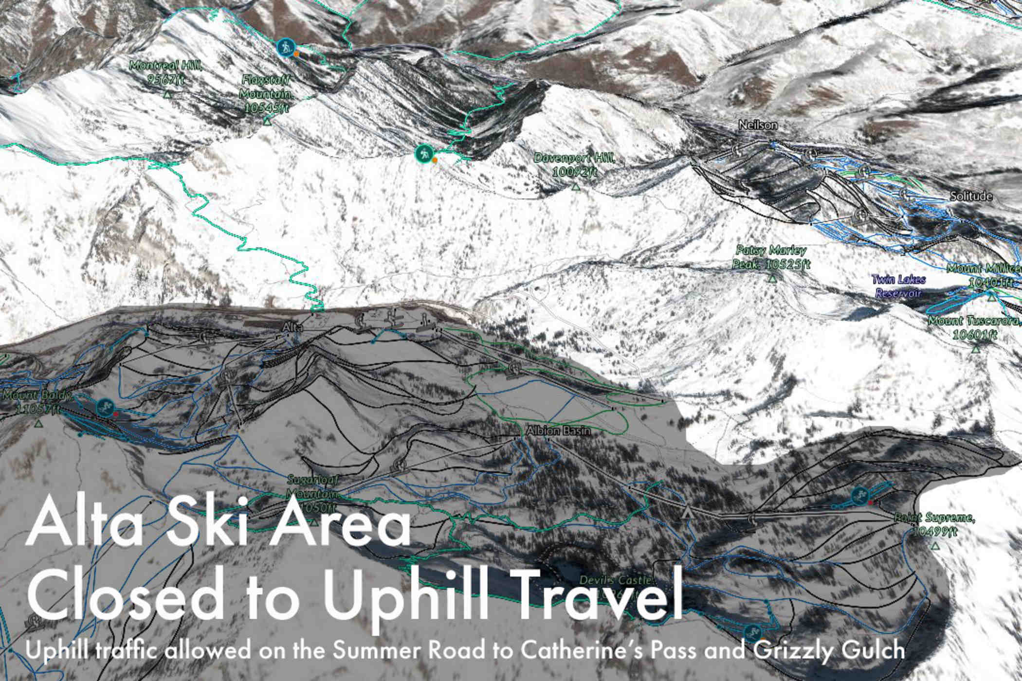 Alta Ski Area closed to Uphill Travel, no Supreme