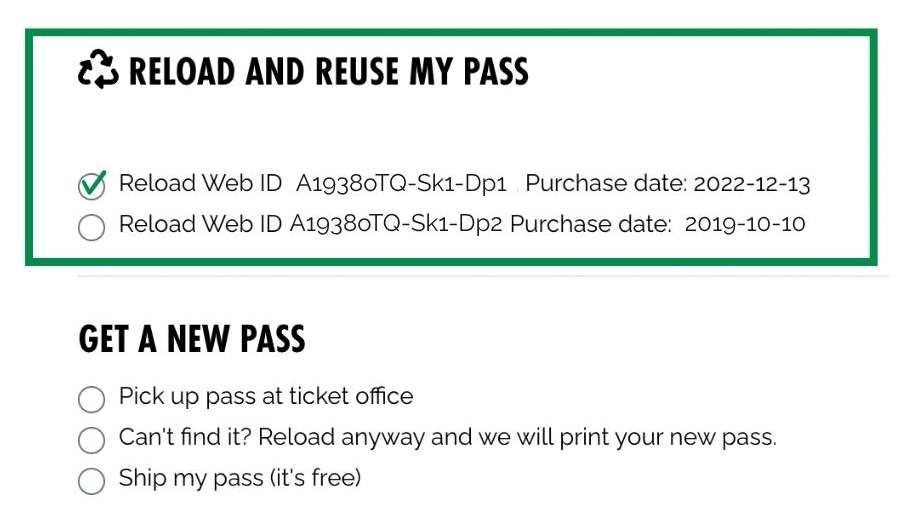 Pass reload instructions