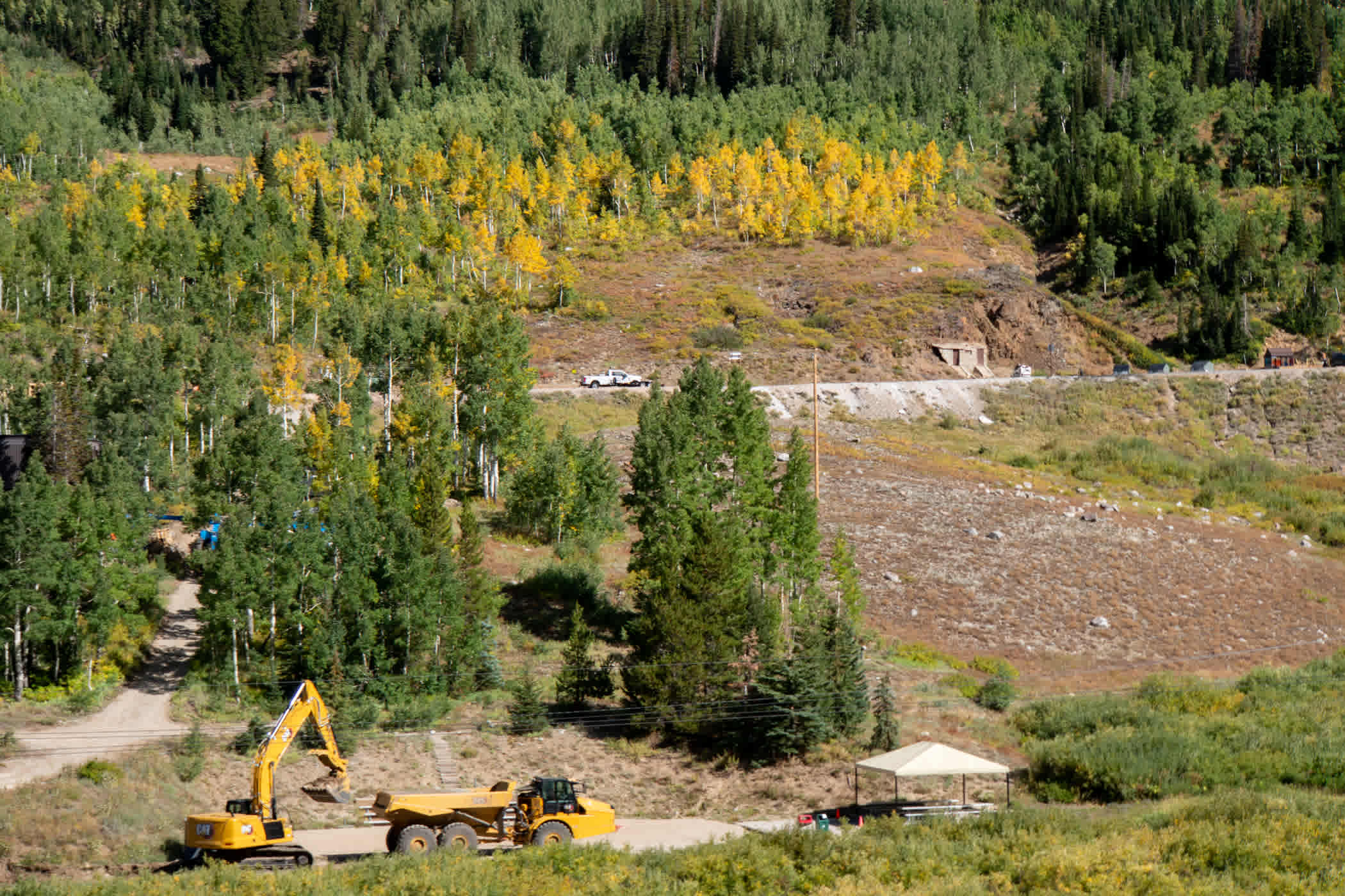 September 11th: The Transfer Tow snowmaking project continues as the colors change | Photo: Adam Fehr