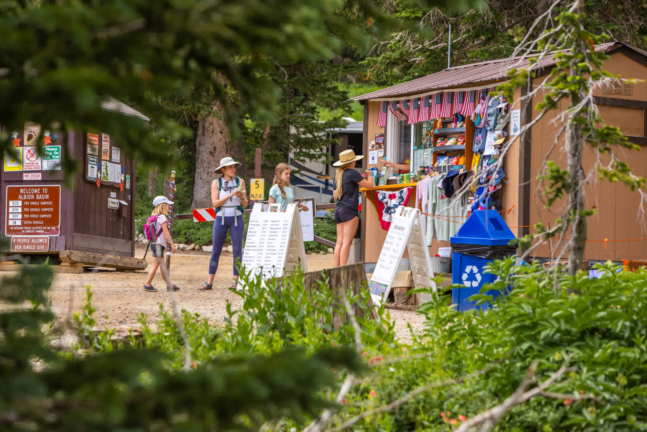 The outdoor camp store in a campground with lots of colorful merchandise