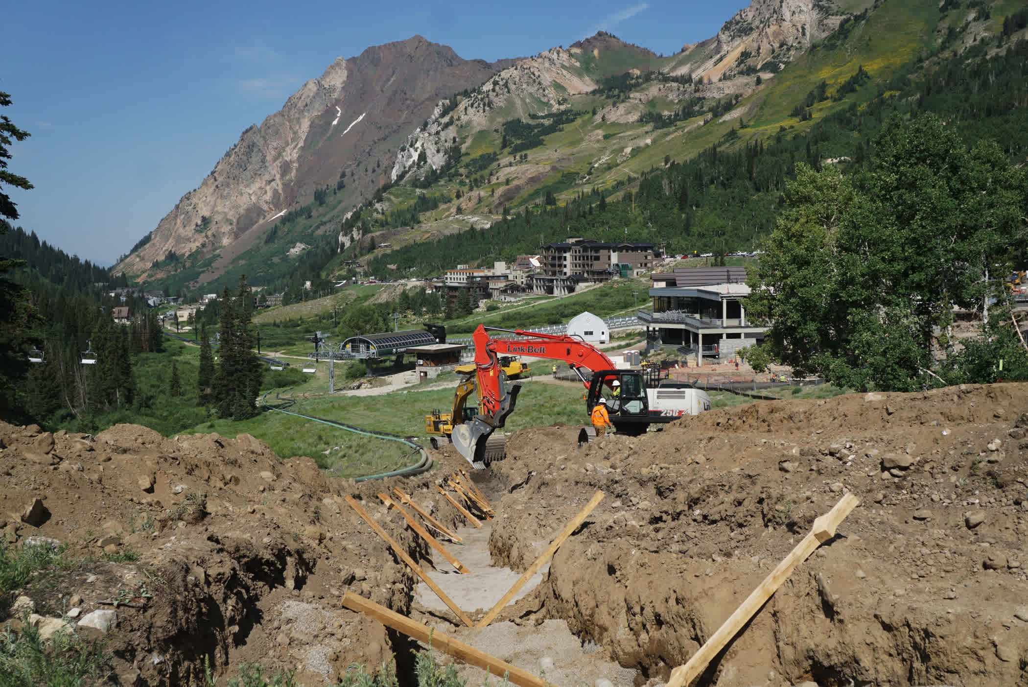 July 6th: Digging trenches for the snowmaking lines project | Photo: Lexi Dowdall