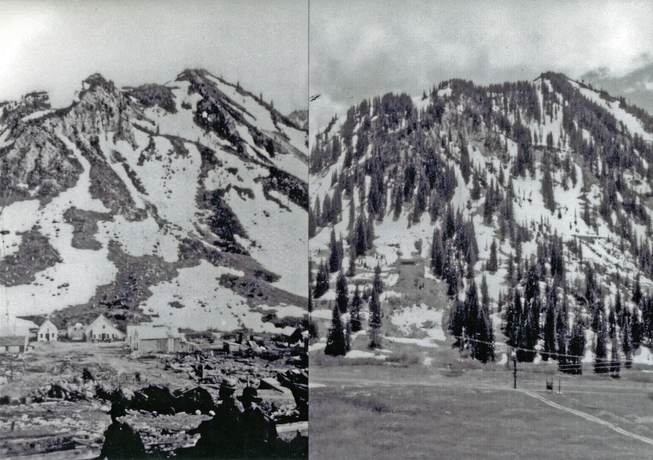 Left: CR Savage taken on July 3rd, 1885 | Right: Alan Engen taken on July 12th, 1995 | Photo: Alan Engen Ski History Museum