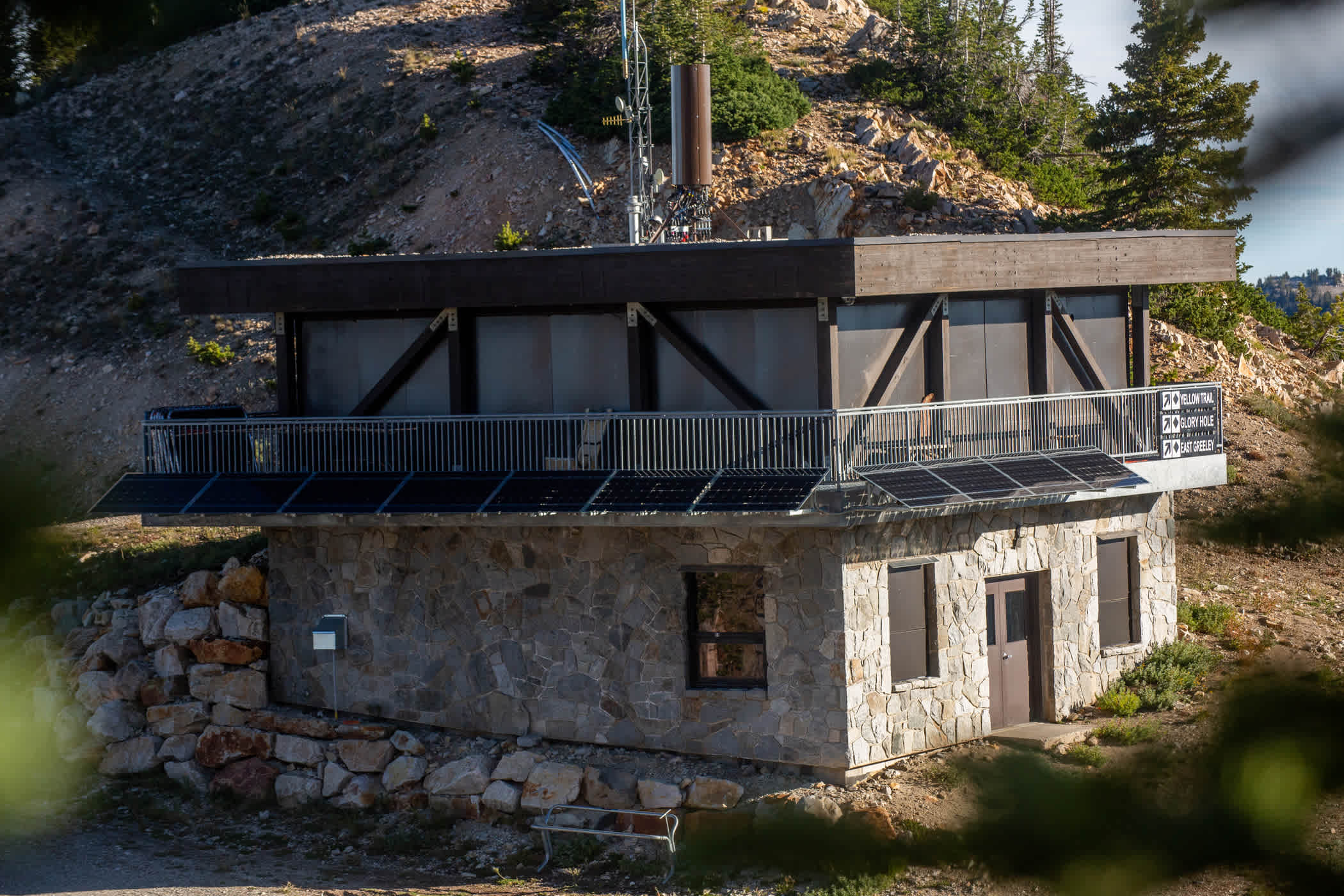 Solar panels on the top of the Collins Ski Patrol Shack 