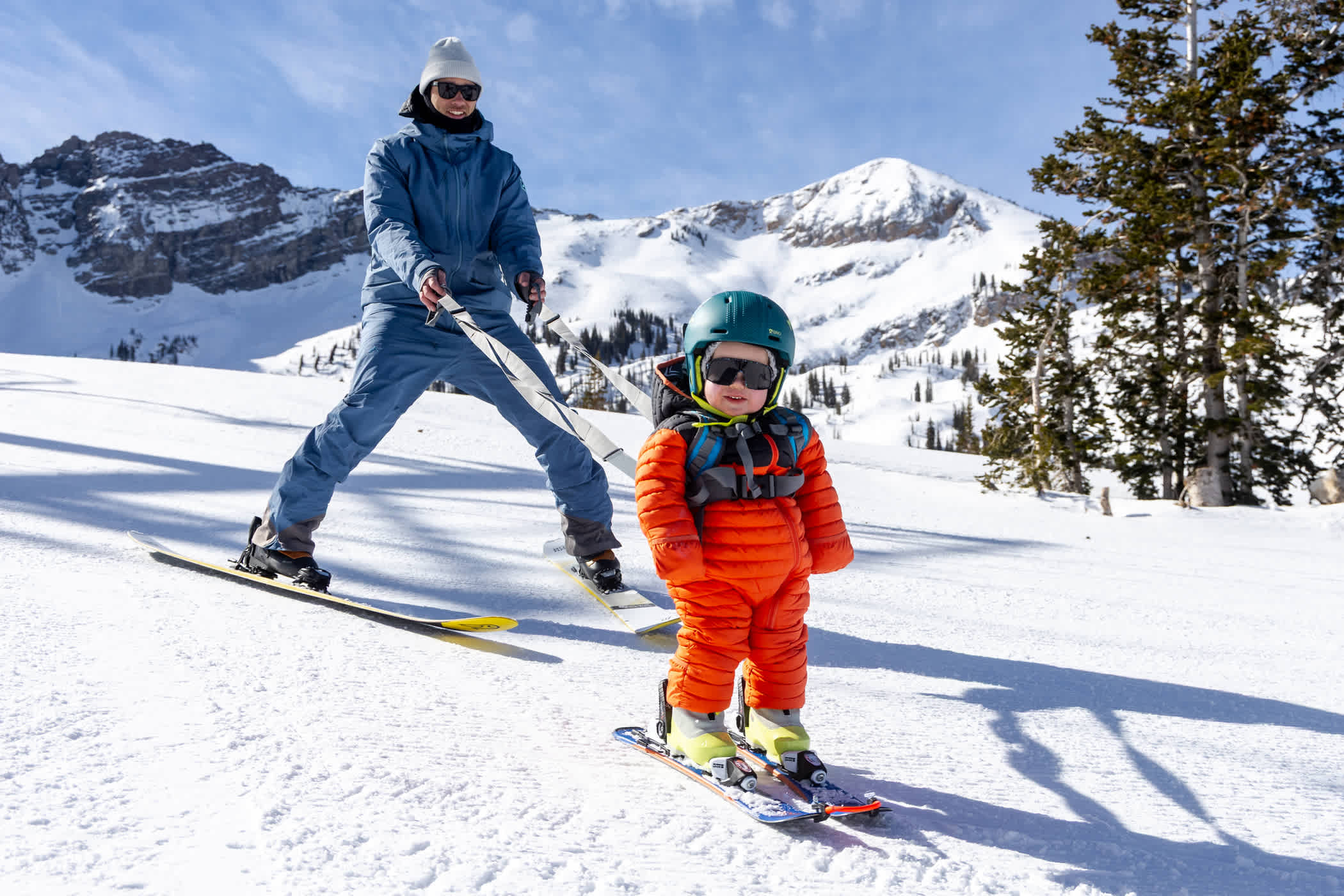 March 15th: Ian Jones teaches his son to ski on Sunnyside | Photo: Photo-John