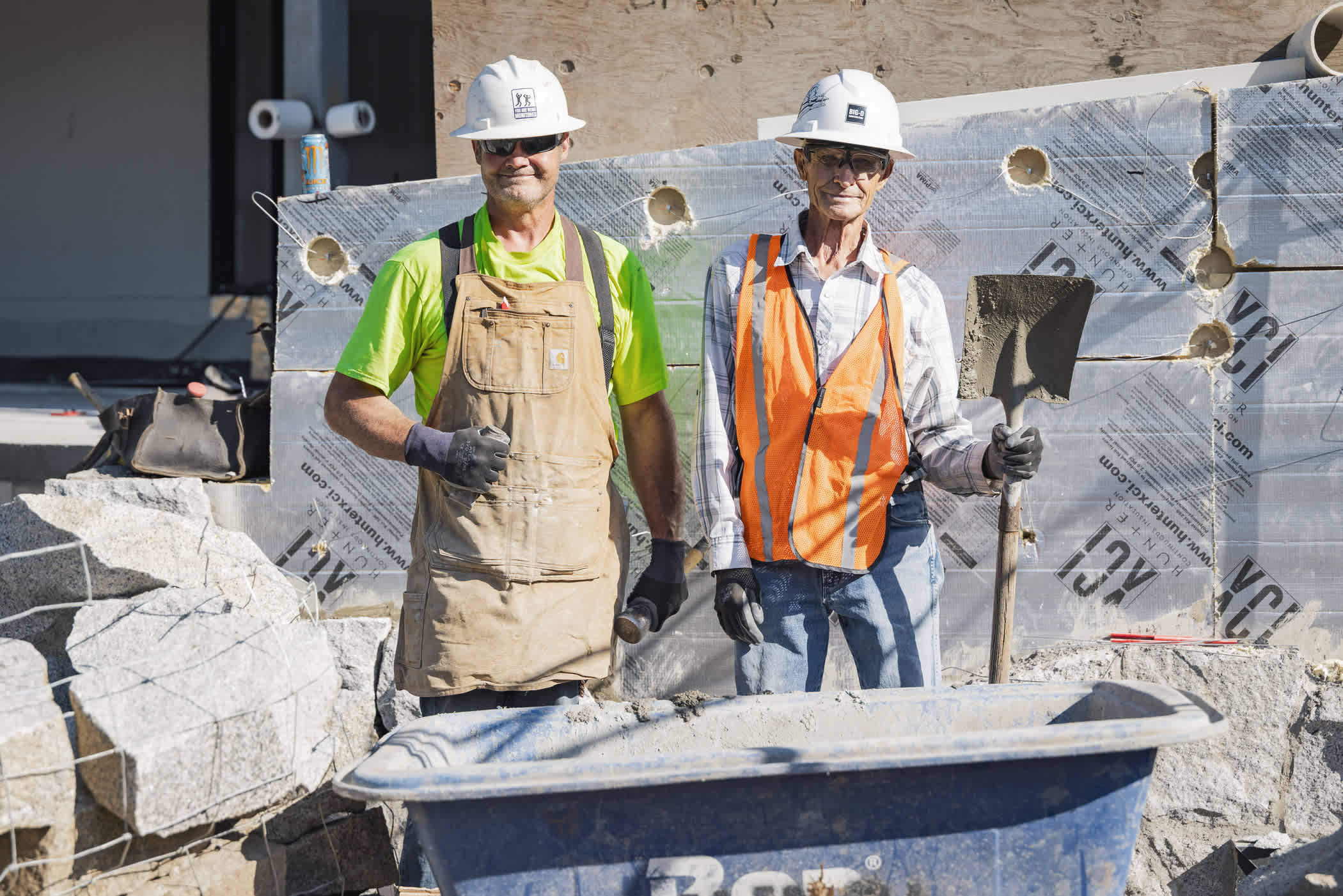 August 4th: Stonework on the new Albion Day Lodge | Photo: Rocko Menzyk