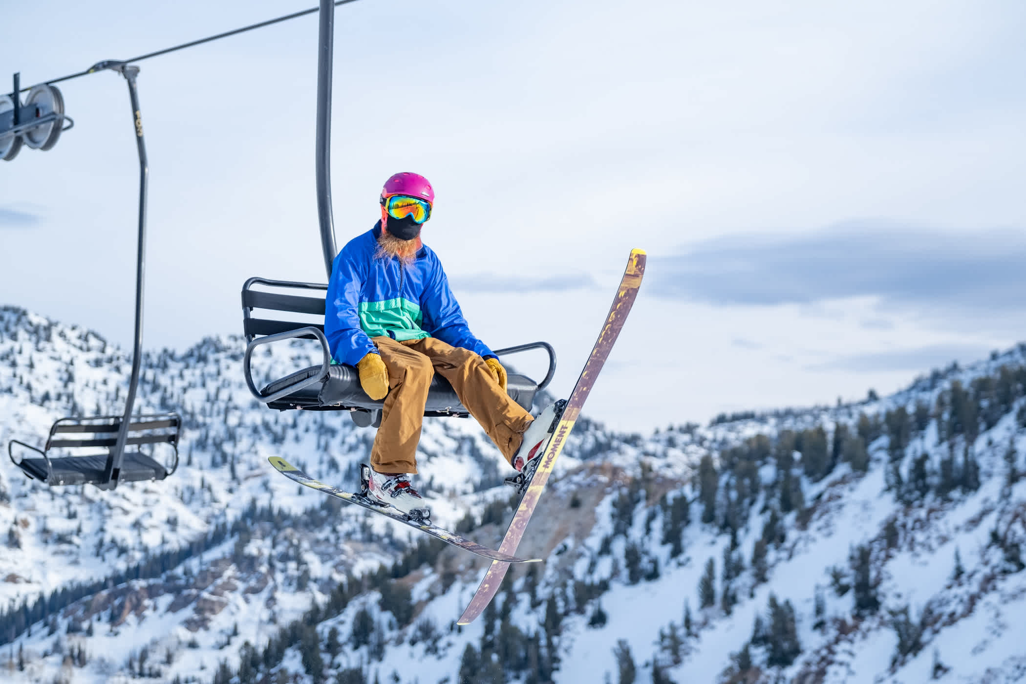 A lone Alta skier rides Wildcat in November 2020