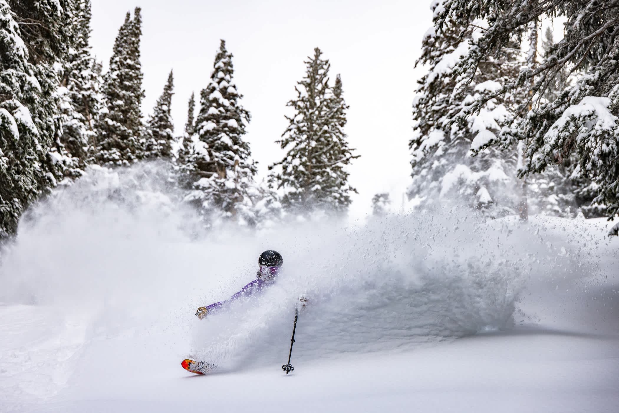 January 6th: Taylor Pratt storm skiing after a lightning hold | Photo: Rocko Menzyk