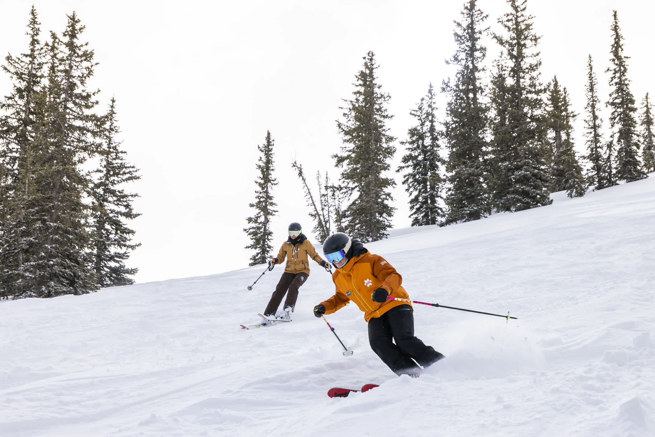 Alf Engen Ski School instructor Courtney leads a Ladies Day group | Photo: Rocko Menzyk