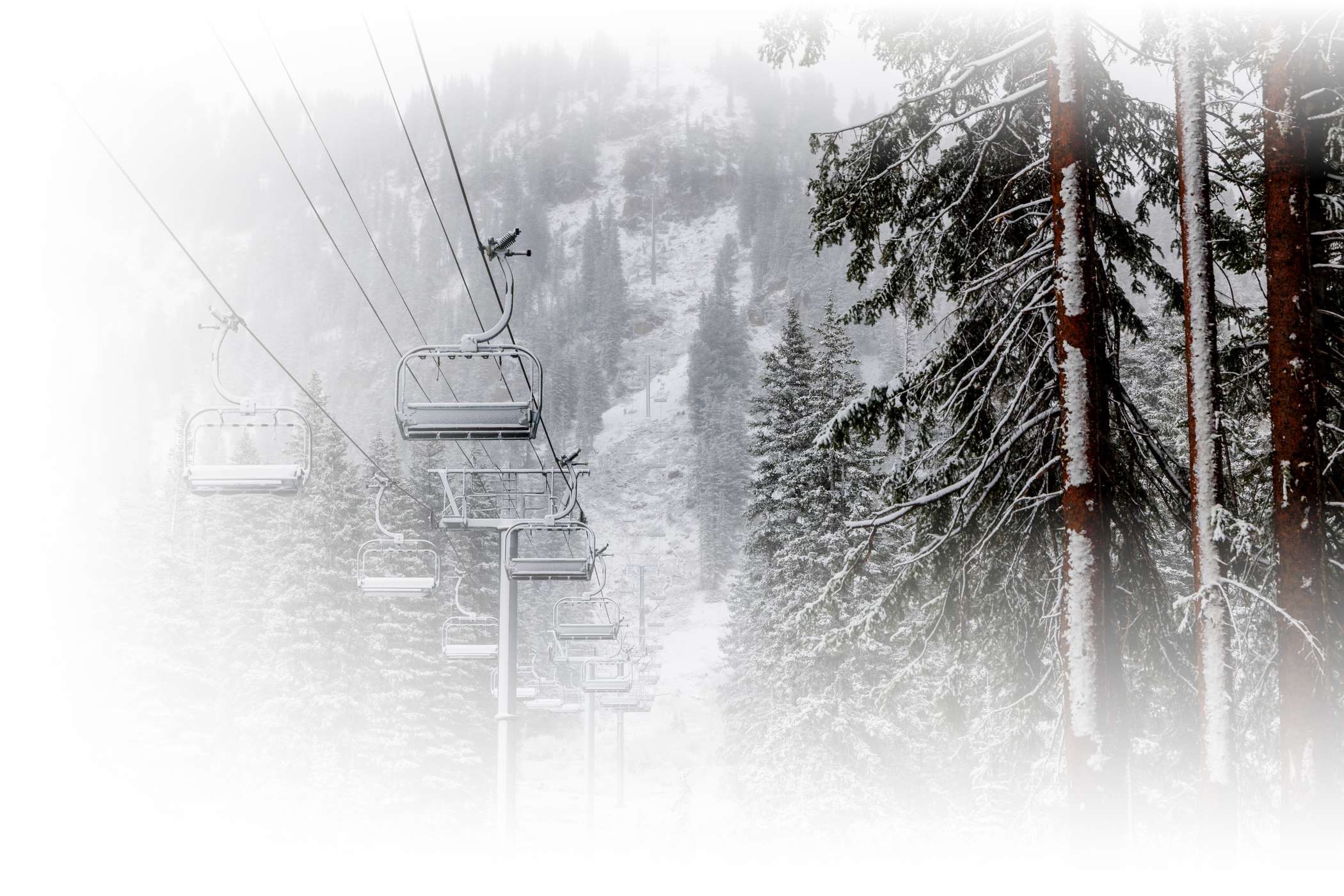 The newly completed Supreme lift with the first snowfall of the season.