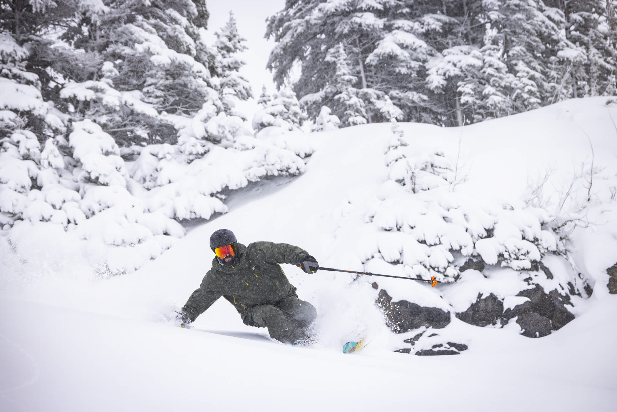 January 2nd: Giray Dadali finds fresh snow in Catherine's | Photo: Rocko Menzyk