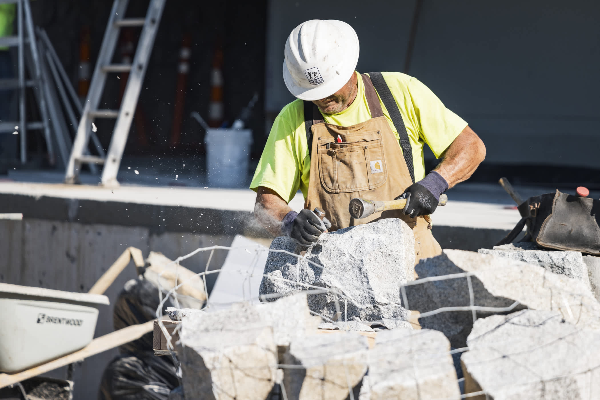 August 4th: Stonework on the new Albion Day Lodge | Photo: Rocko Menzyk