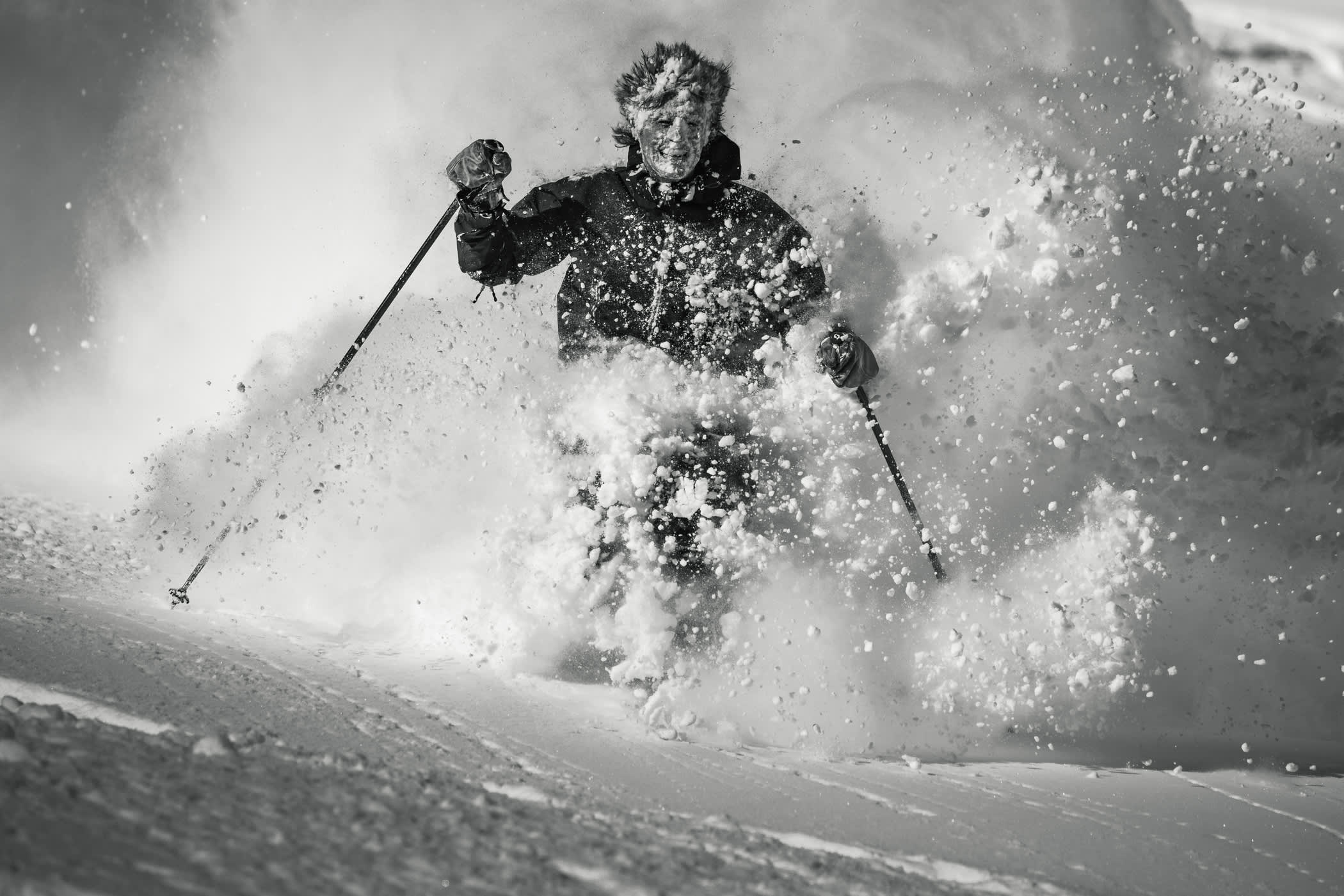 January 9th: Michael Cherchio forgot his goggles on a deep day | Photo: Rocko Menzyk
