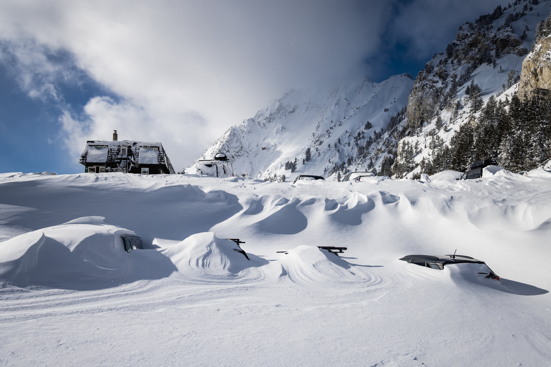 January 15th: Buried cars in the Wildcat lot | Photo: Rocko Menzyk