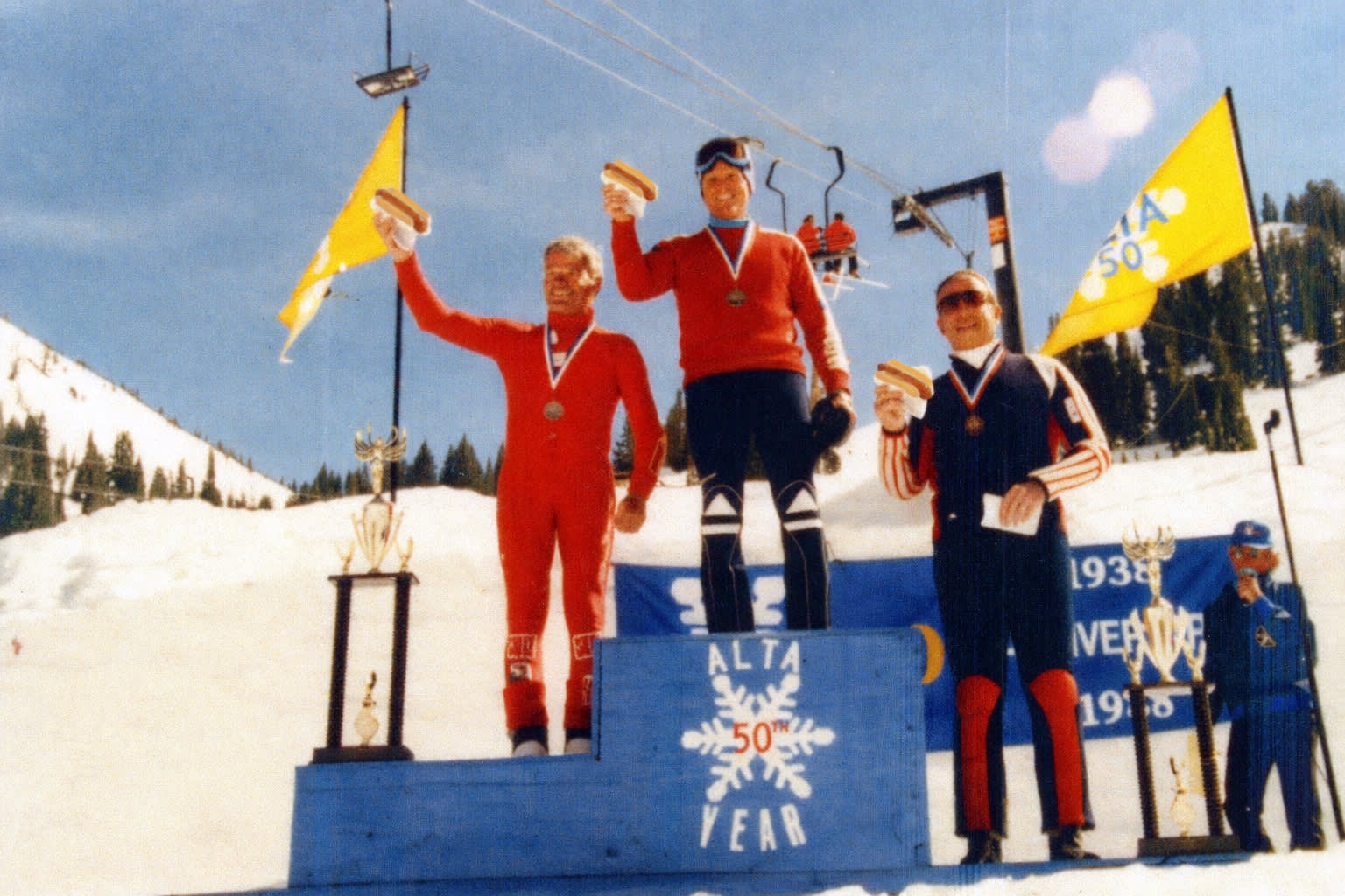 Alta hot doggers at the 50th anniversary Gelande, circa 1986