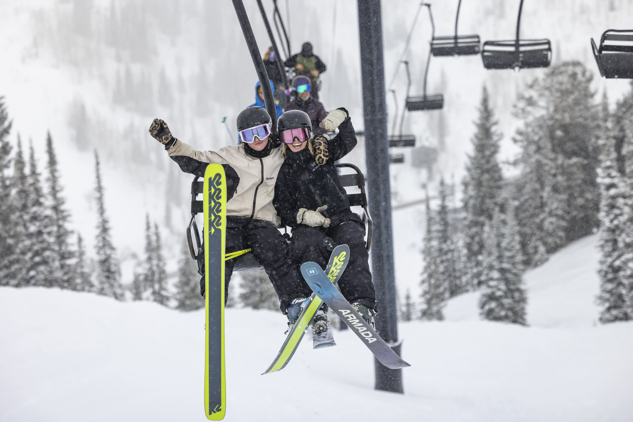 Stoked skiers on WIldcat lift | Photo: Rocko Menzyk