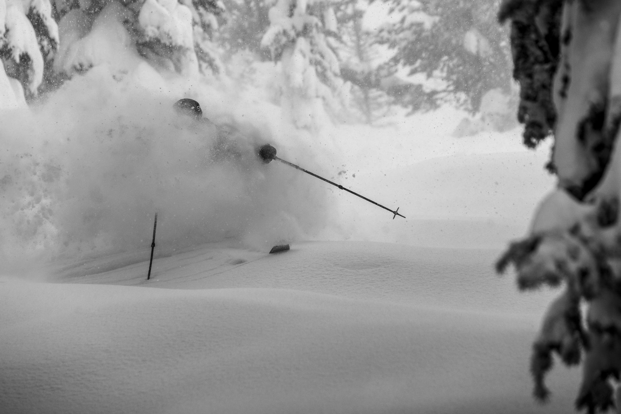 January 6th: Davis Lentz checks snow depth in the Westward Ho trees |  Photo: Rocko Menzyk