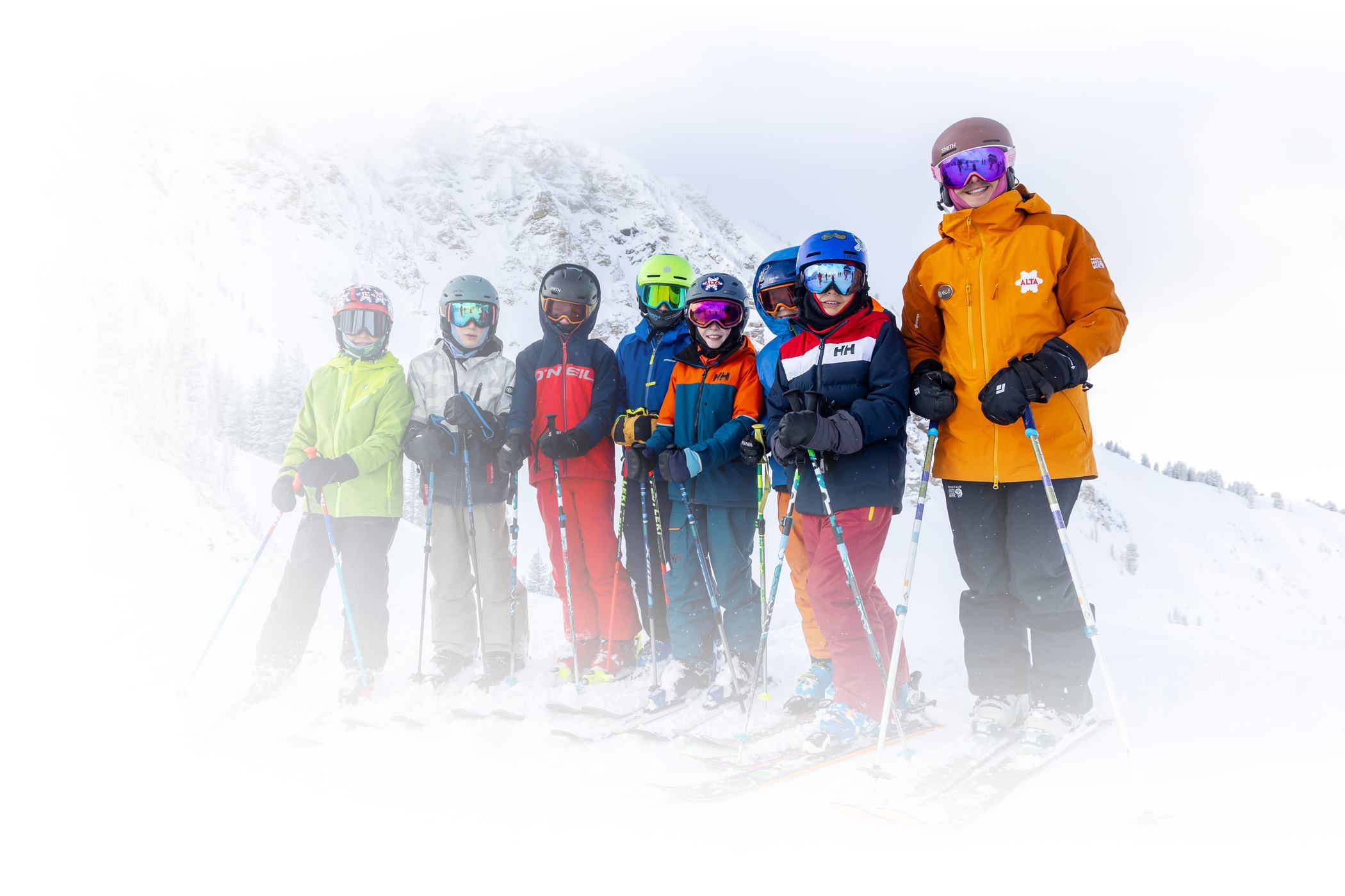 teen skiing in a camp