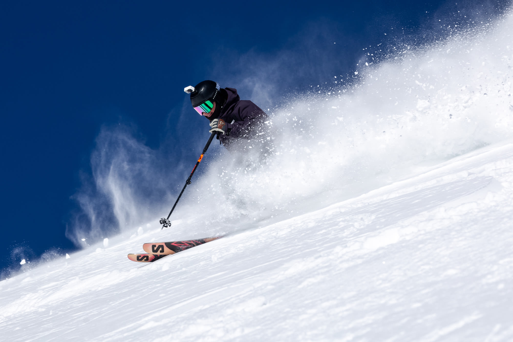 April 19th: Matt Lorelly enjoys one final bluebird rope drop powder Saturday | Photo: Photo-John