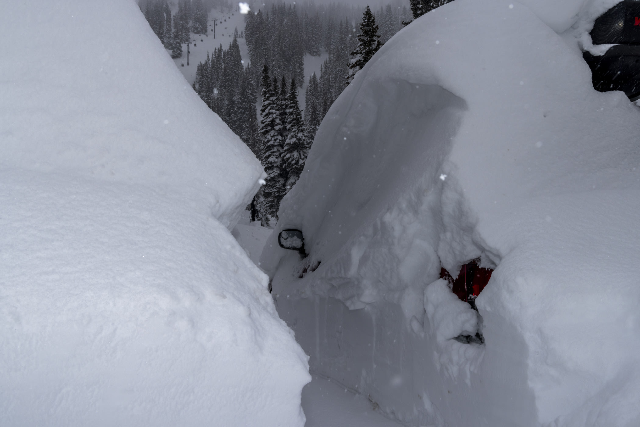 January 30th: Buried cars in the Wildcat lot | Photo: Rocko Menzyk