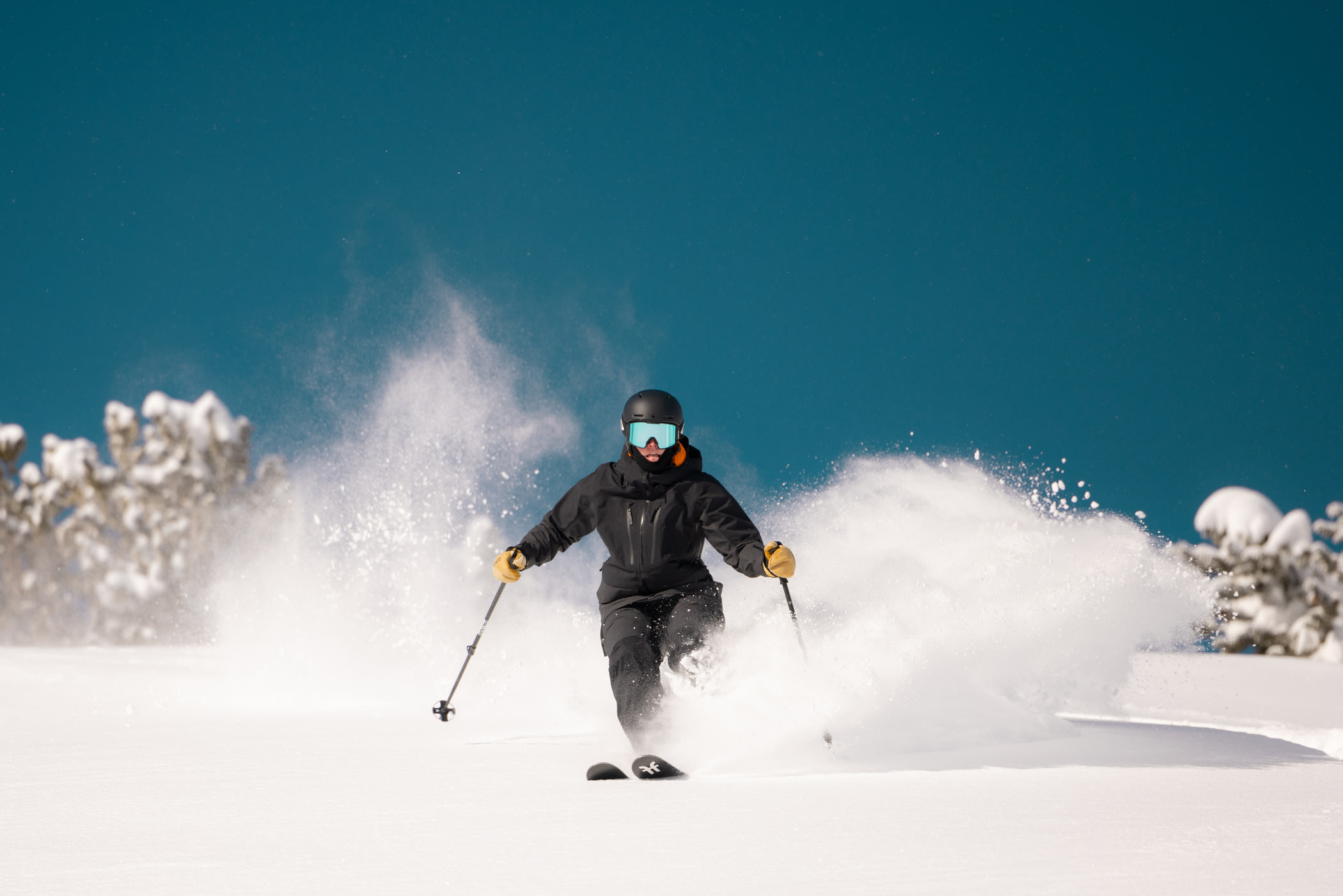 March 27th: Caroline Claire skis some above average snow | Photo: Chloe Jimenez