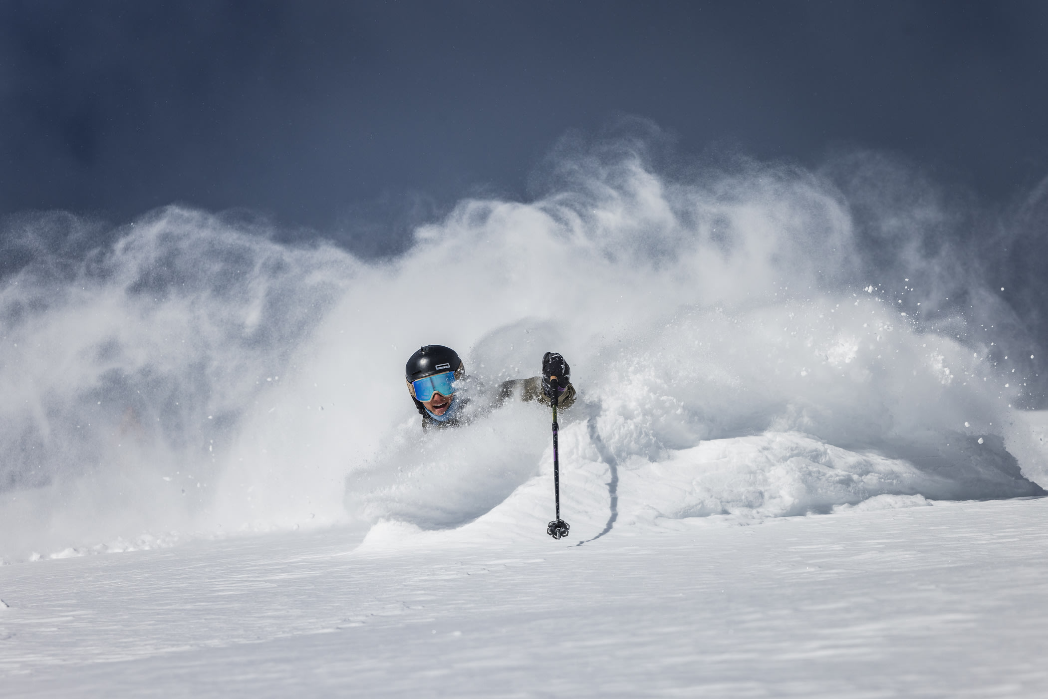 March 25th: JM Fabrizi likes "spring" skiing at Alta | Photo: Rocko Menzyk